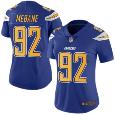 Los Angeles Chargers NFL Football Brandon Mebane Electric Blue Jersey Women Limited 92 Rush Vapor Untouchable